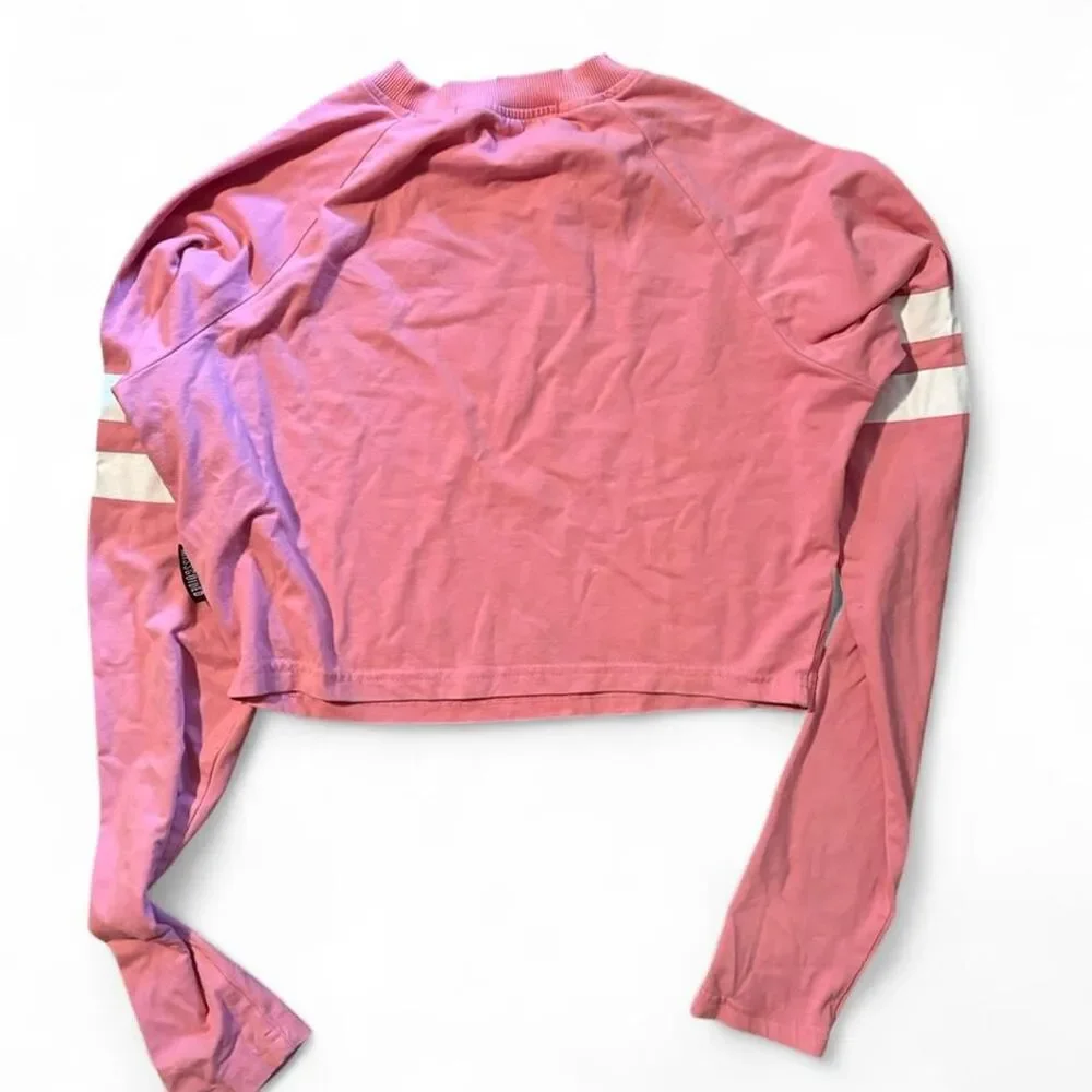Missguided x Playboy Pink Varsity Cropped Long Sleeve Top Medium